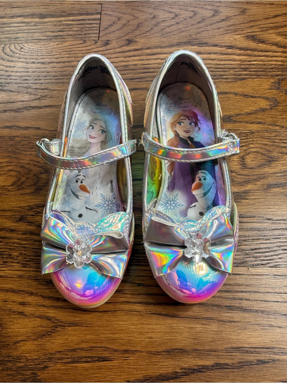 Disney Frozen Toddler Girls Iridescent Mary Jane Dress Up Shoes with Bow Size 9 - Picture 2 of 13